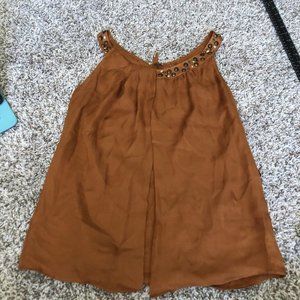 New york & company sleeveless blouse beaded detail flowly size small